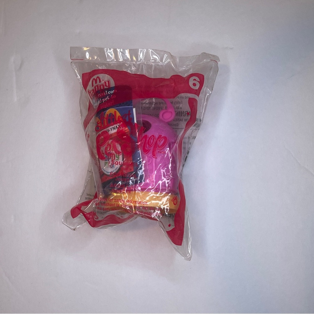 Sealed Littlest Pet Shop McDonalds Toy 2009 Squirrel gray with Pink/Yellow